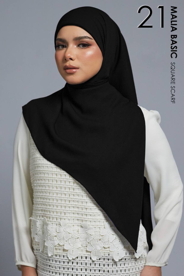MALIA BASIC SQUARE SCARF - 21 BLACK