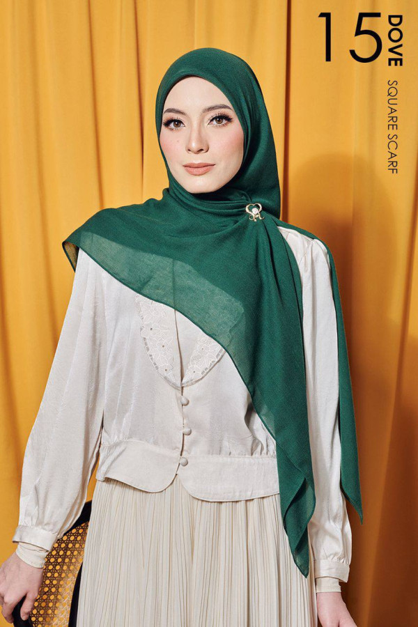 Dove Cotton Voile Square Scarf - 15 Emerald Green