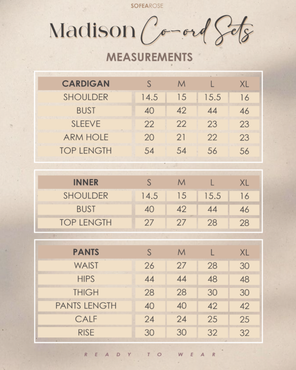 MADISON SIZING CHART