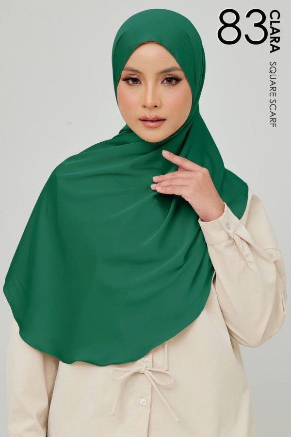 CLARA MATTE SATIN SILK LONG SHAWL - 83 EMERALD GREEN