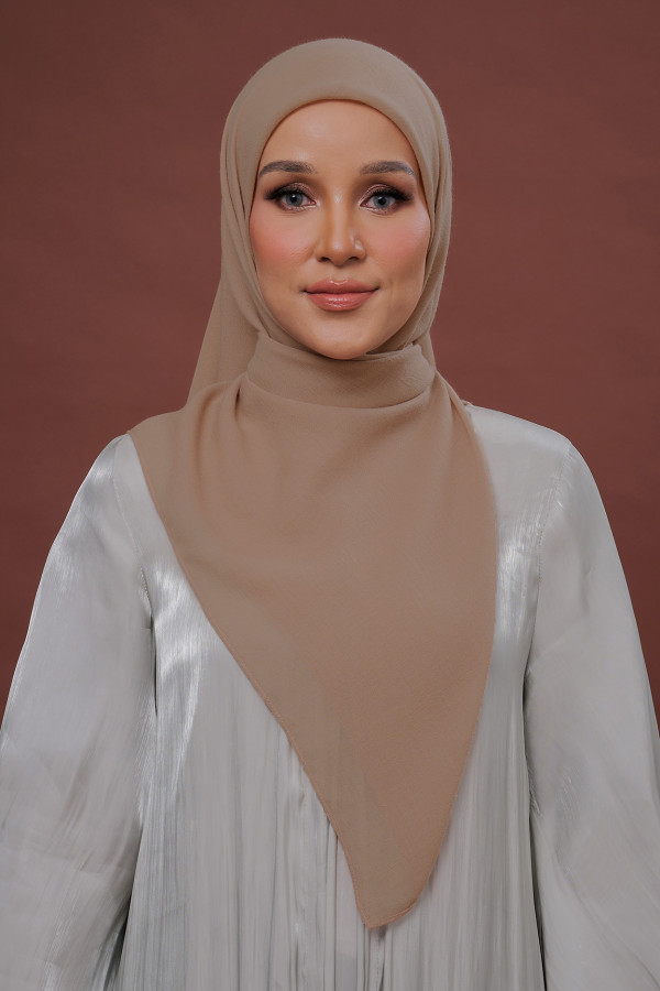 DOVE COTTON VOILE SQUARE SCARF - 11 TAN