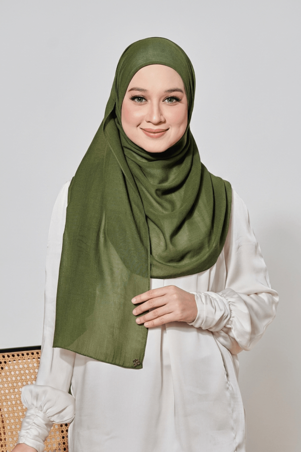DOVE COTTON VOILE LONG SHAWL - 16 BASIL GREEN